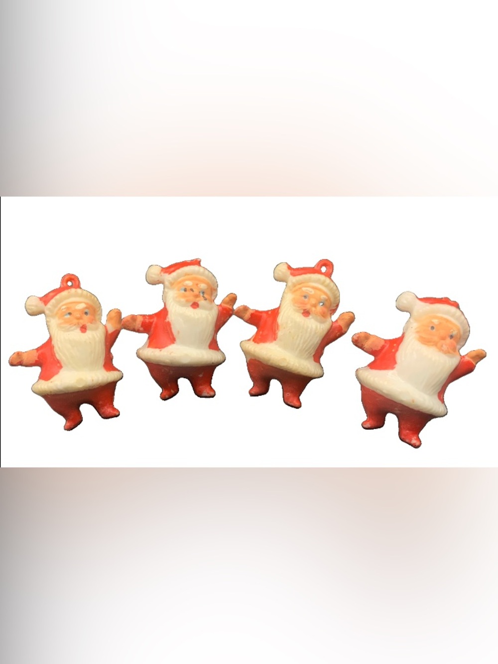 Vintage Plastic Celluloid Dancing Waving Santa Lot of 4 From 50's/60's MCM